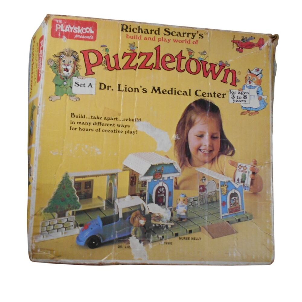 Playskool Puzzletown Set A Dr. Lion Medical Center EMPTY Box Replacement Vintage